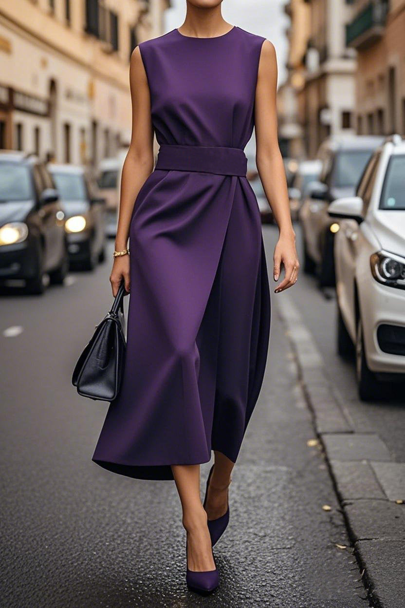 Robe d'été sans manches avec ceinture